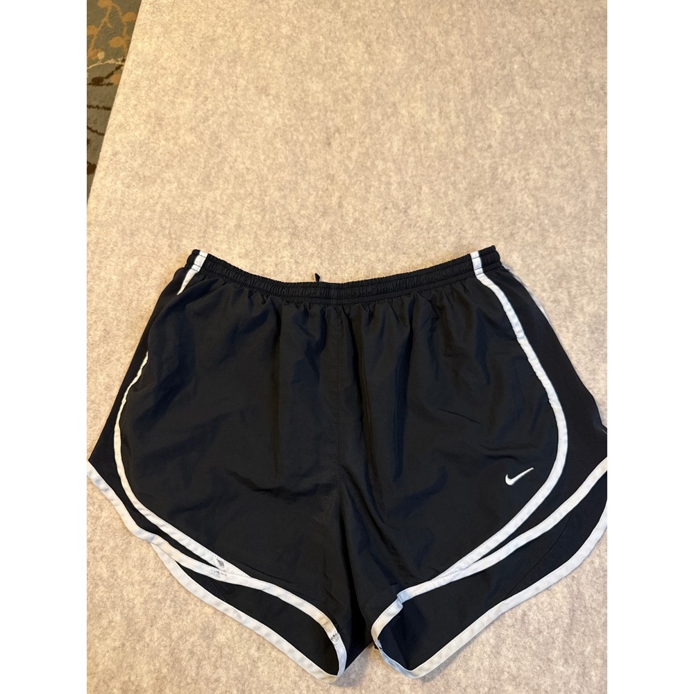 Nike Dri-FIT Tempo Running Shorts Black White Mesh Trim 716453-010 Womens Large